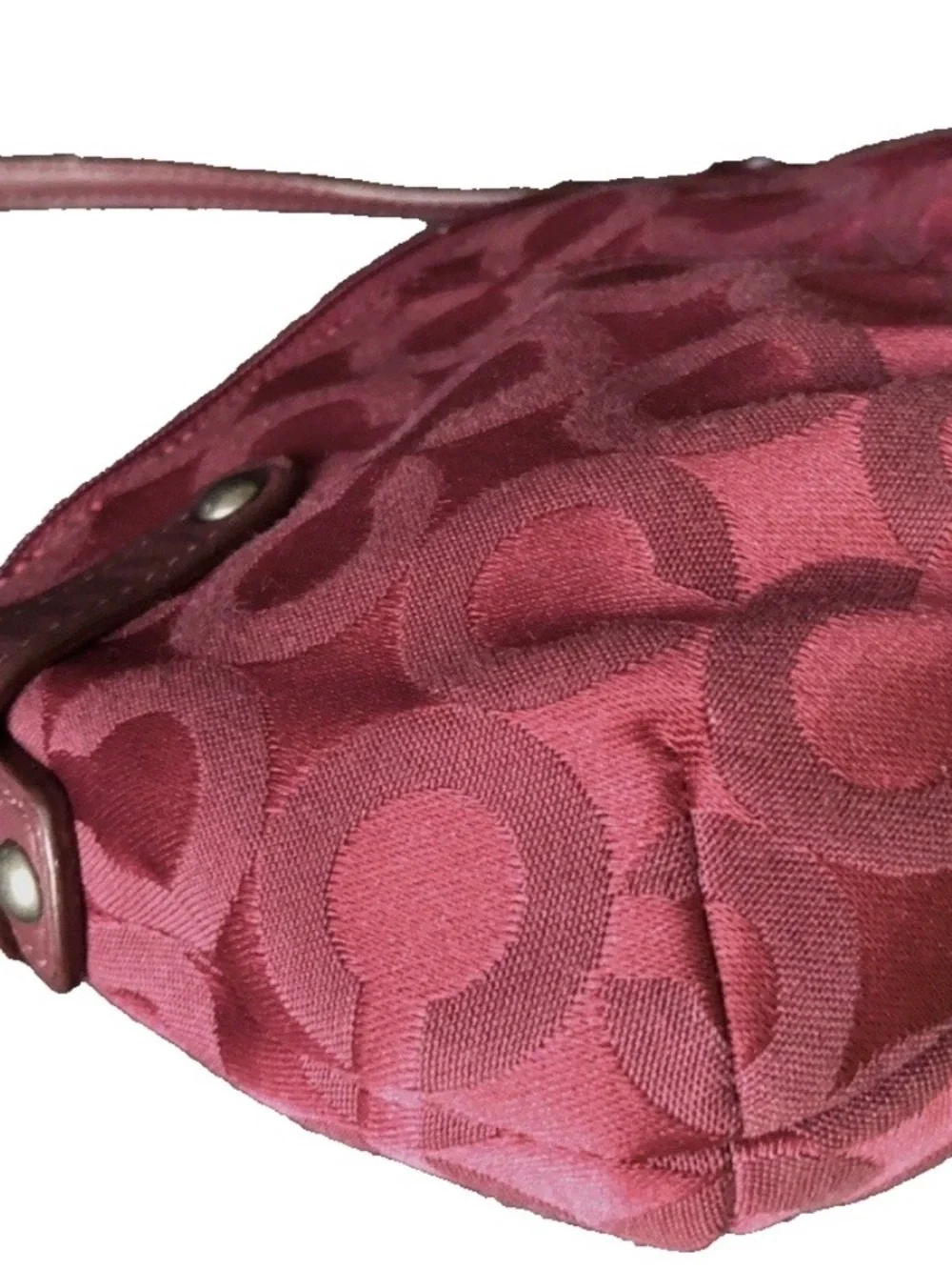 VTG Coach Y2K 90s Burgundy Canvas Mini Shoulder Bag Purse Handbag